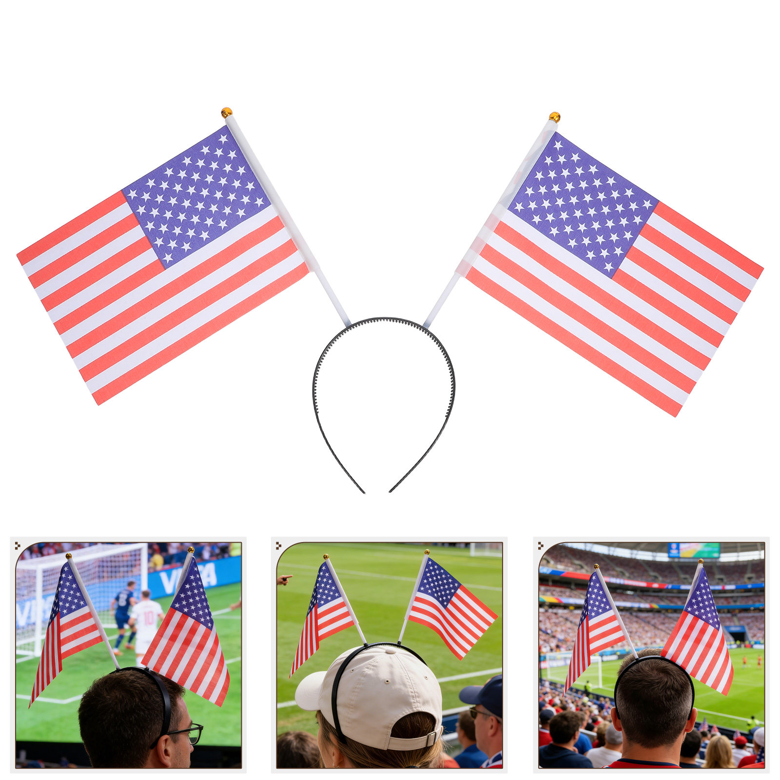 Party Games Usa - 4Pcs Usa Flag Headband for Soccer