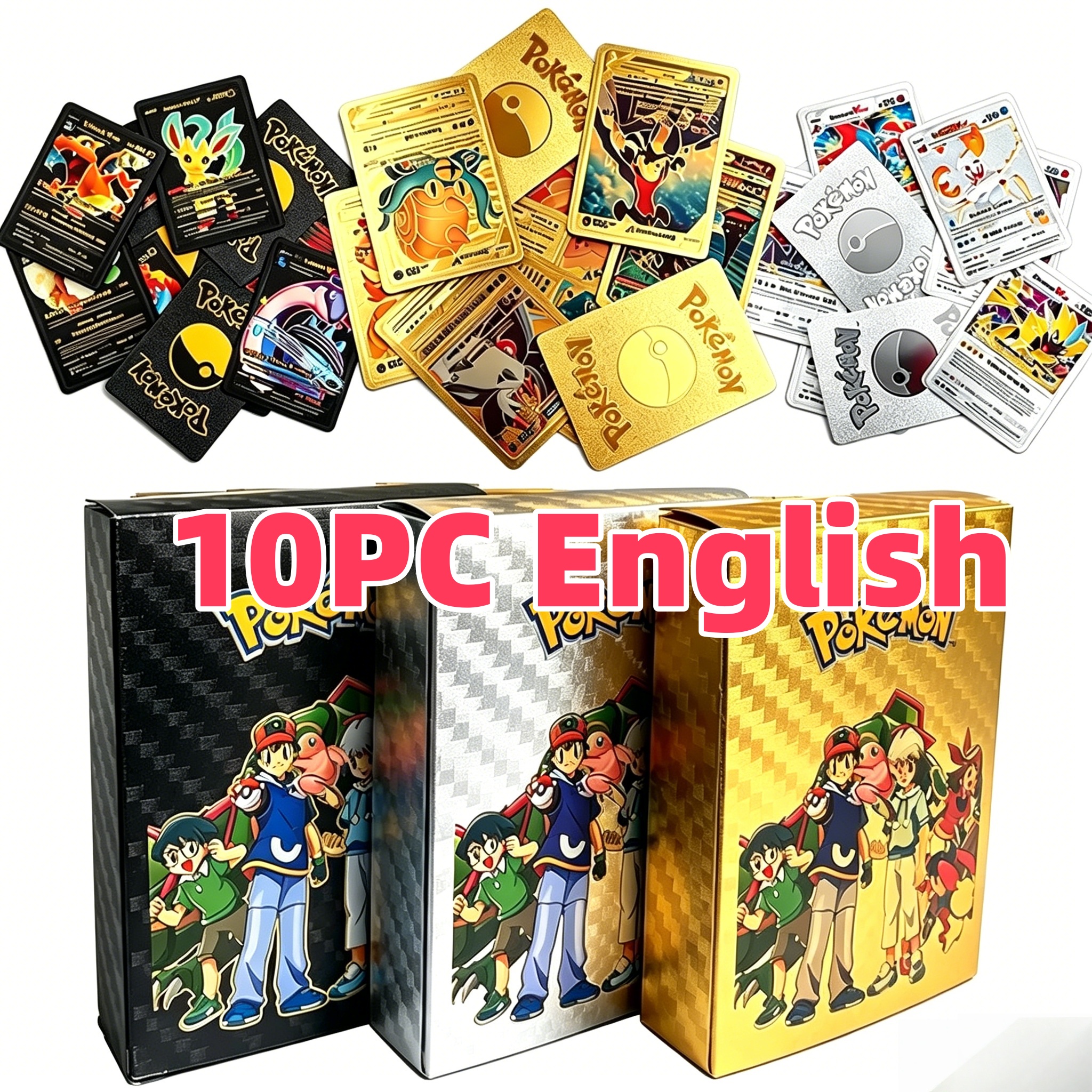 Party Games Cards - 5/10PCS Pakemon Card Vmax GX Gold