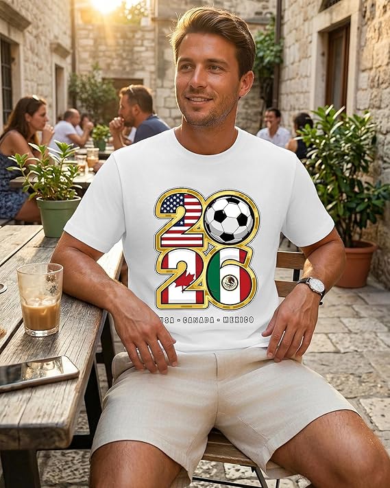 2026 Soccer Fan T-Shirt Men US – Party Games Usa recenzja i cena